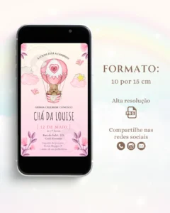 Convite Digital Chá de Bebê Rosa 4