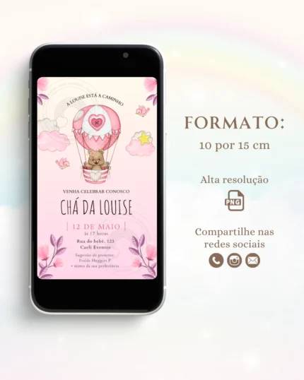 Convite Digital Chá de Bebê Rosa 4