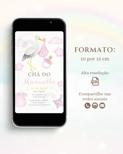 Convite Digital Chá de Bebê Rosa 5