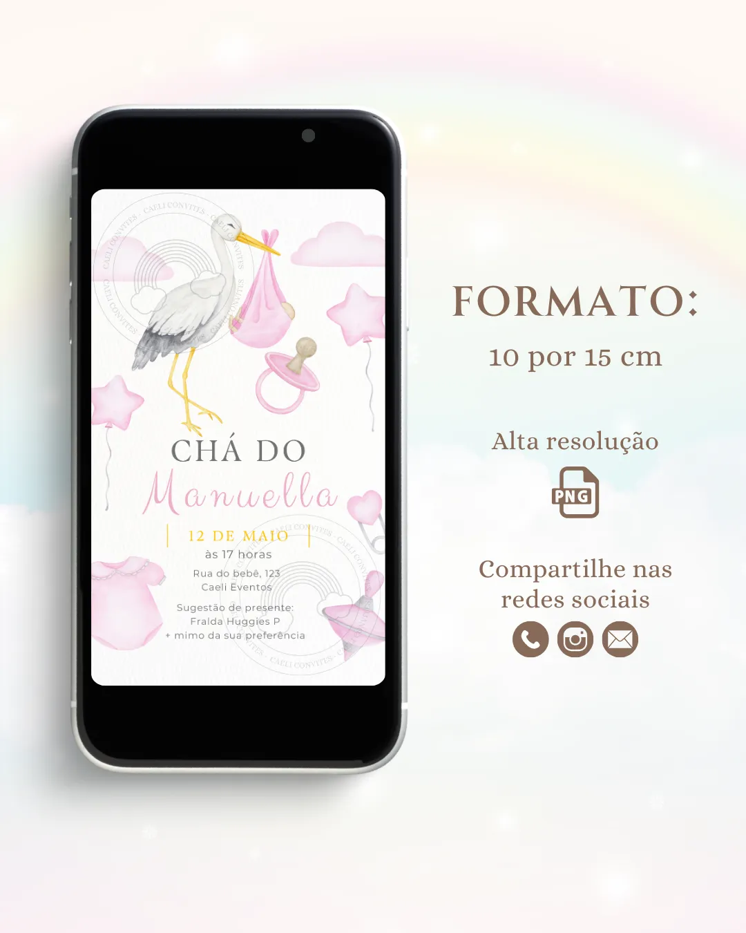 Convite Digital Chá de Bebê Rosa 5