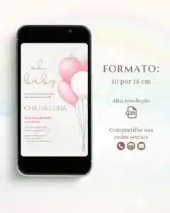 Convite Digital Chá de Bebê Rosa 6