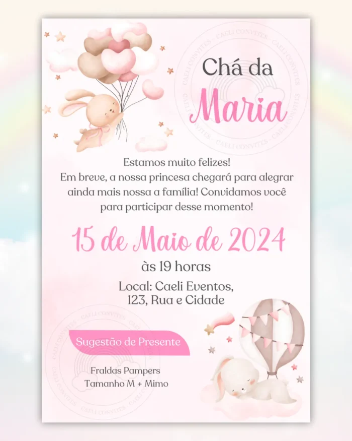 Convite Chá de Bebê Menina