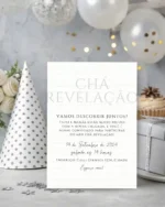 Convite Chá Revelação Minimalista Cinza