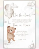Convite Chá Revelação Neutro Cinza 1