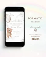Convite Chá Revelação Neutro Cinza 1