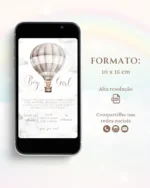 Convite Chá Revelação Neutro Cinza 2