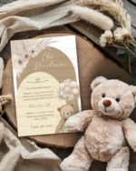 Convite Chá Revelação Neutro Minimalista