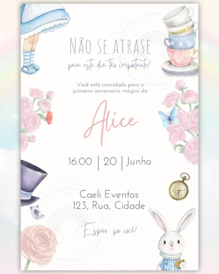 Convite Alice no país das maravilhas 2