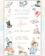 Convite Alice no país das maravilhas 3