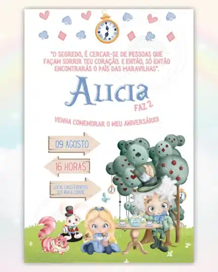 Convite Alice no país das maravilhas 4