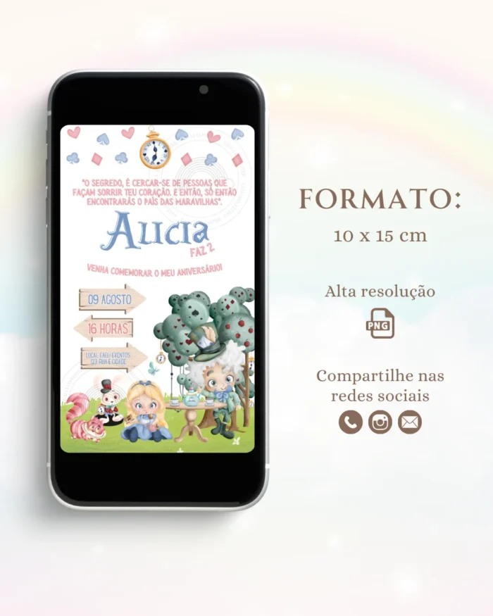 Convite Alice no país das maravilhas 4