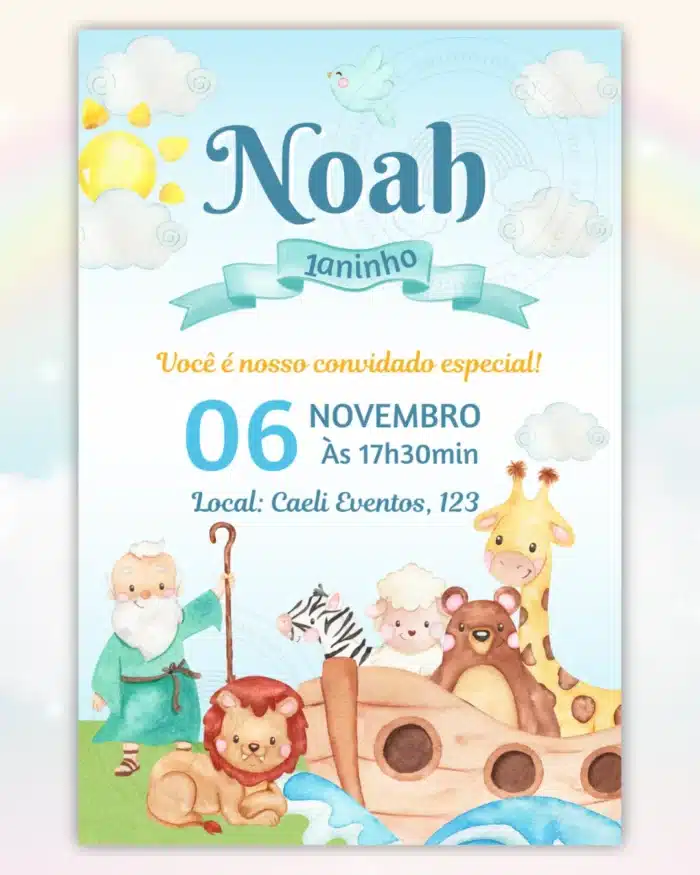 Convite Arca de Noé Menino 1