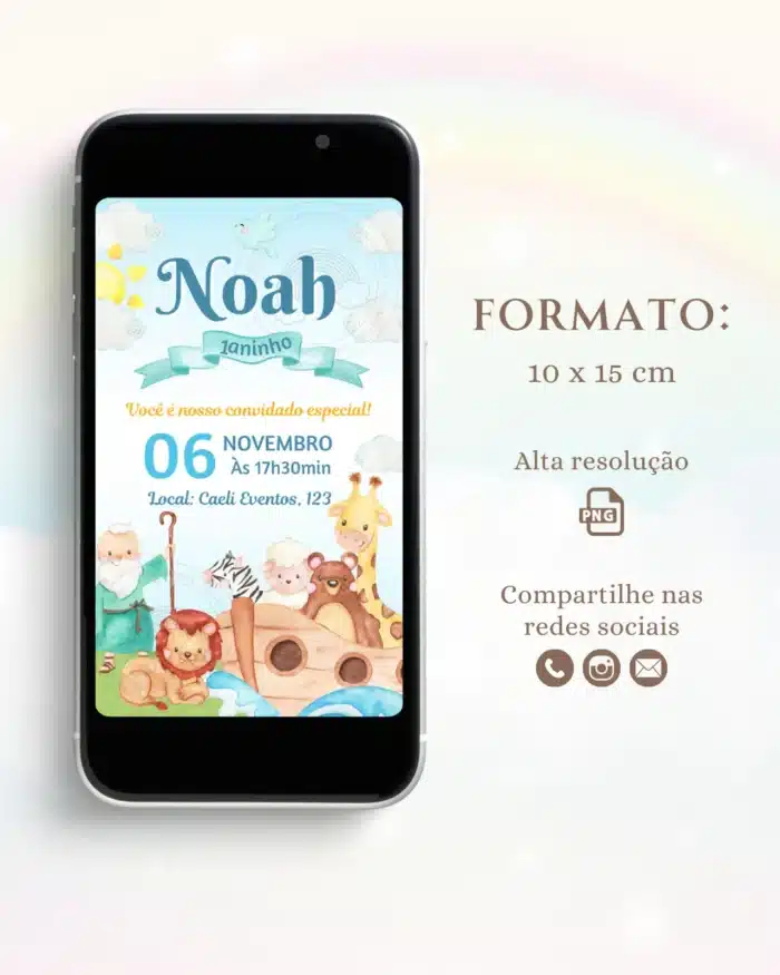 Convite Arca de Noé Menino 1