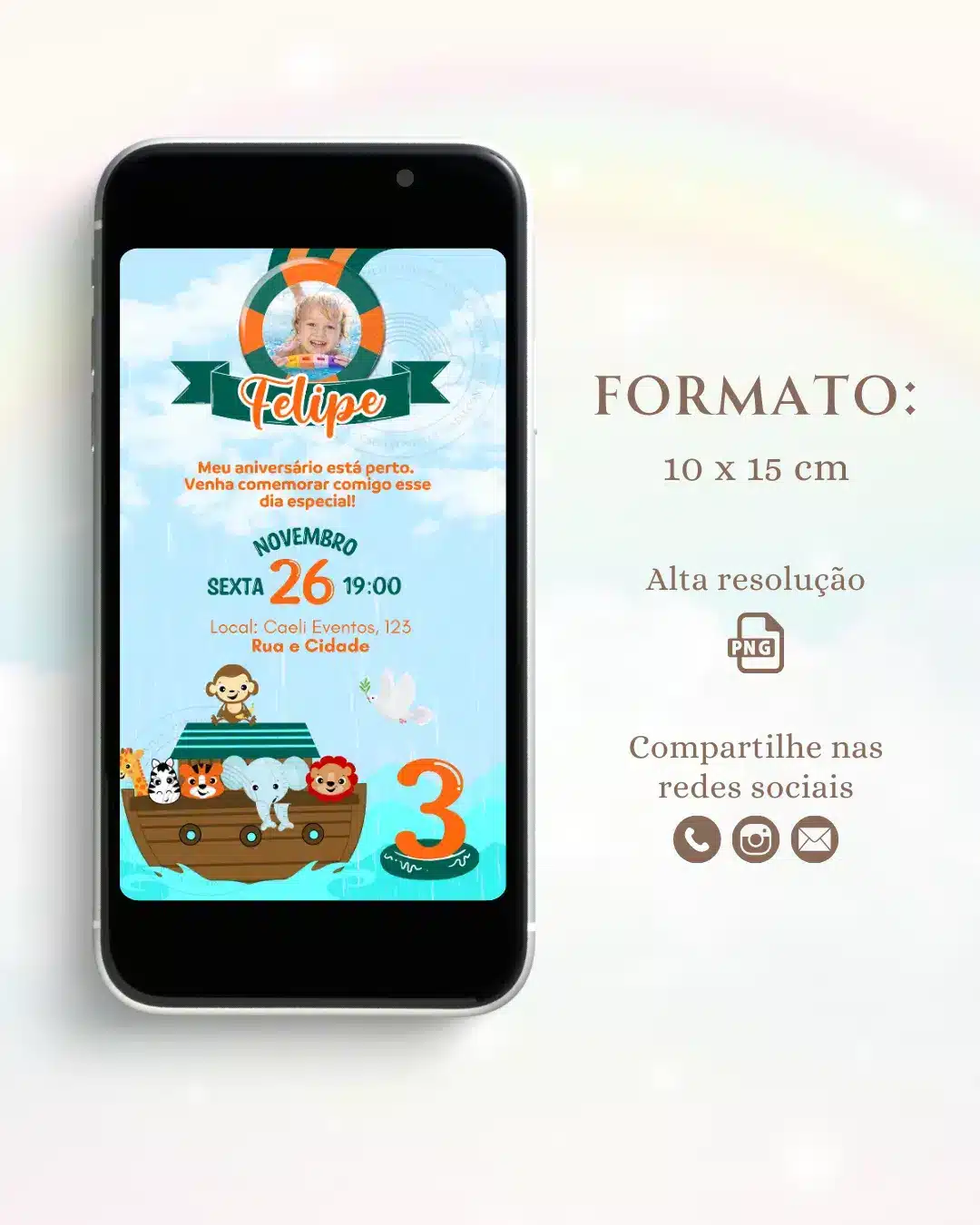 Convite Arca de Noé Menino 3