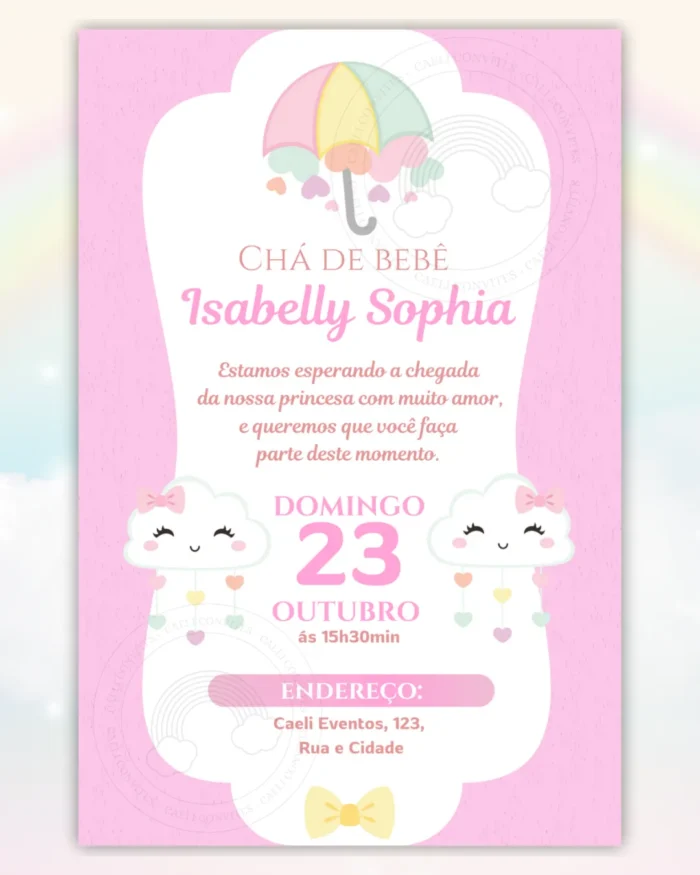 Convite Chá de Bebê Chuva de Amor