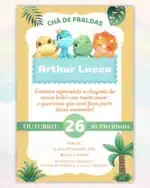 Convite Chá de Bebê Dino