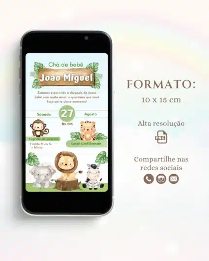 Convite Chá de Bebê Safari