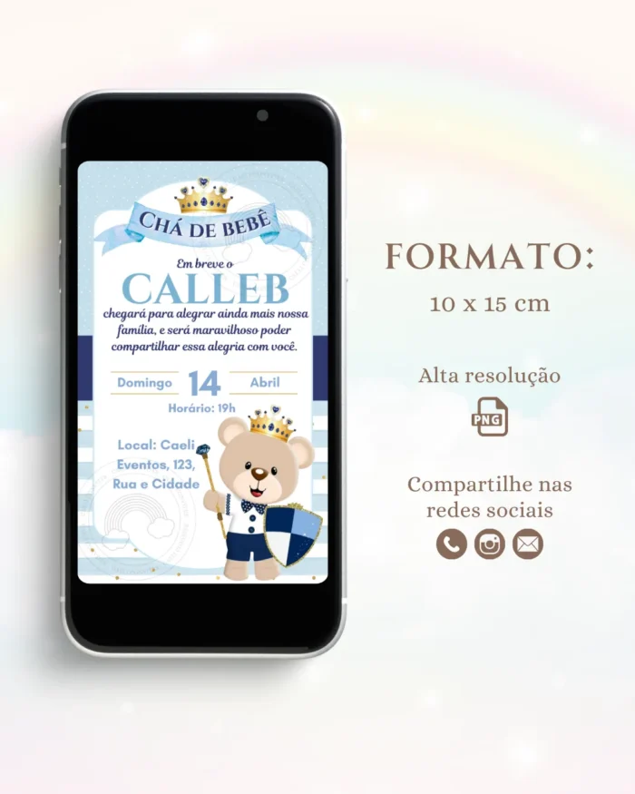 Convite Digital Chá de Bebê Azul 7
