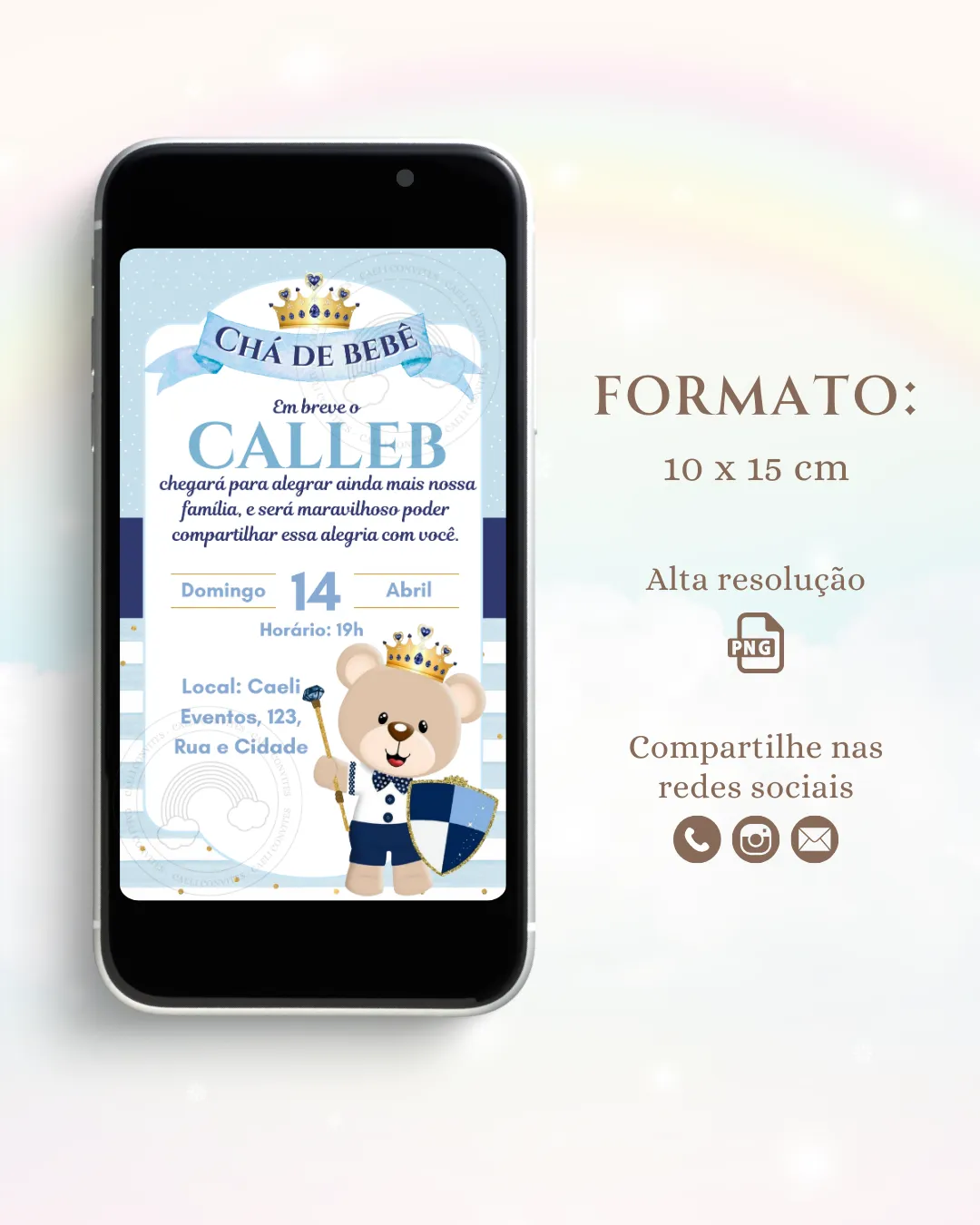 Convite Digital Chá de Bebê Azul 7