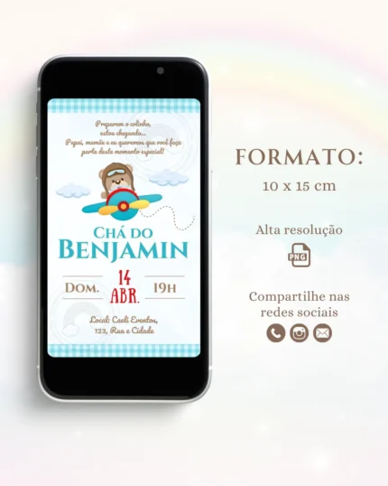Convite Digital Chá de Bebê Azul 8