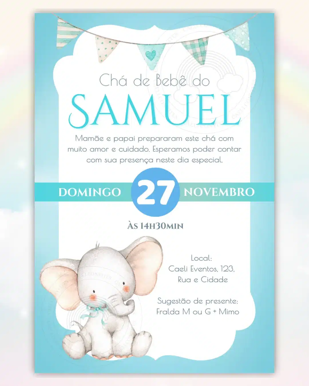 Convite Digital Chá de Bebê Azul 9