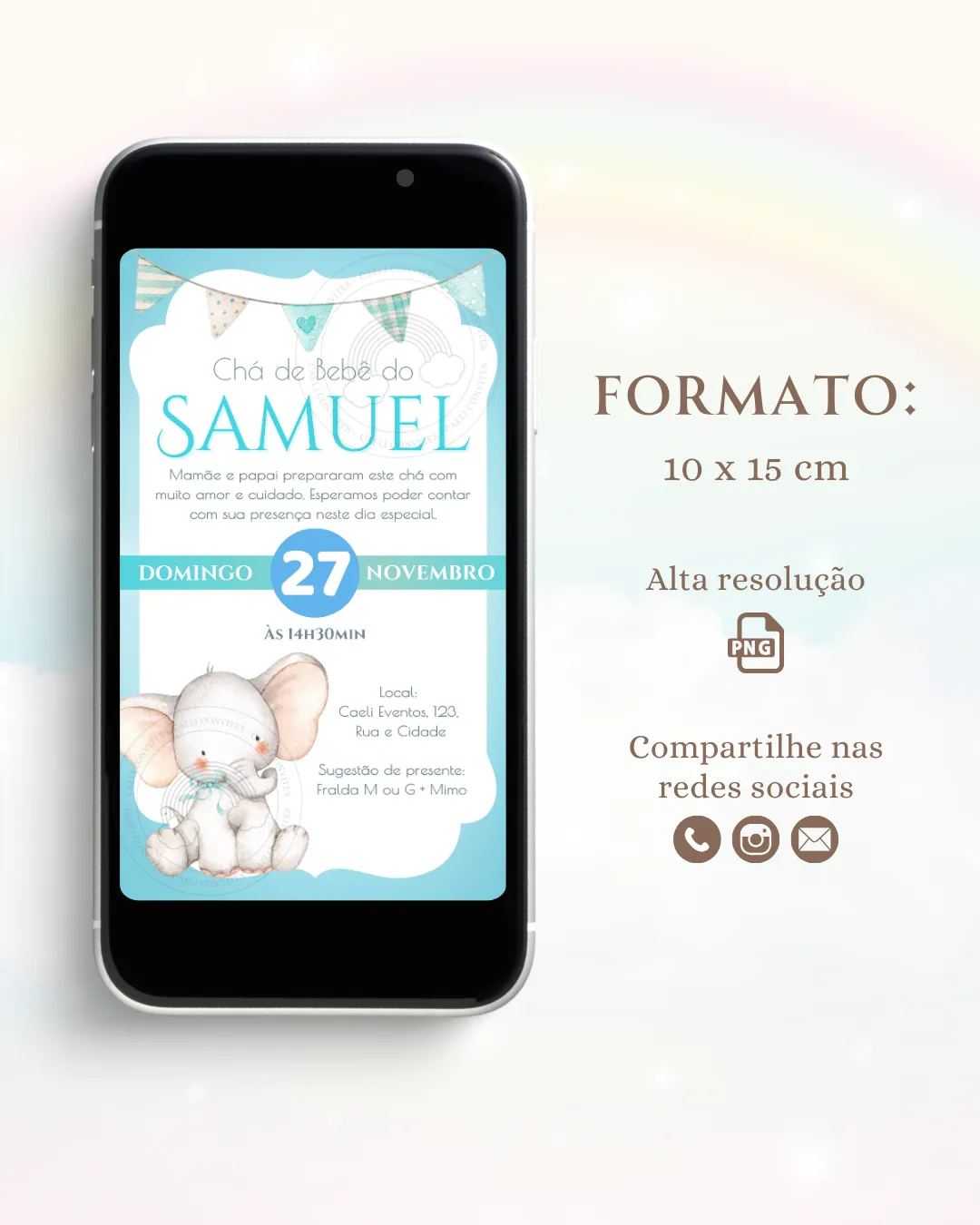Convite Digital Chá de Bebê Azul 9