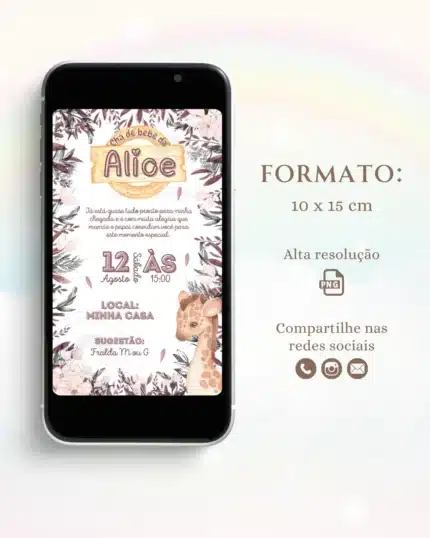 Convite Digital Chá de Bebê Boho 1