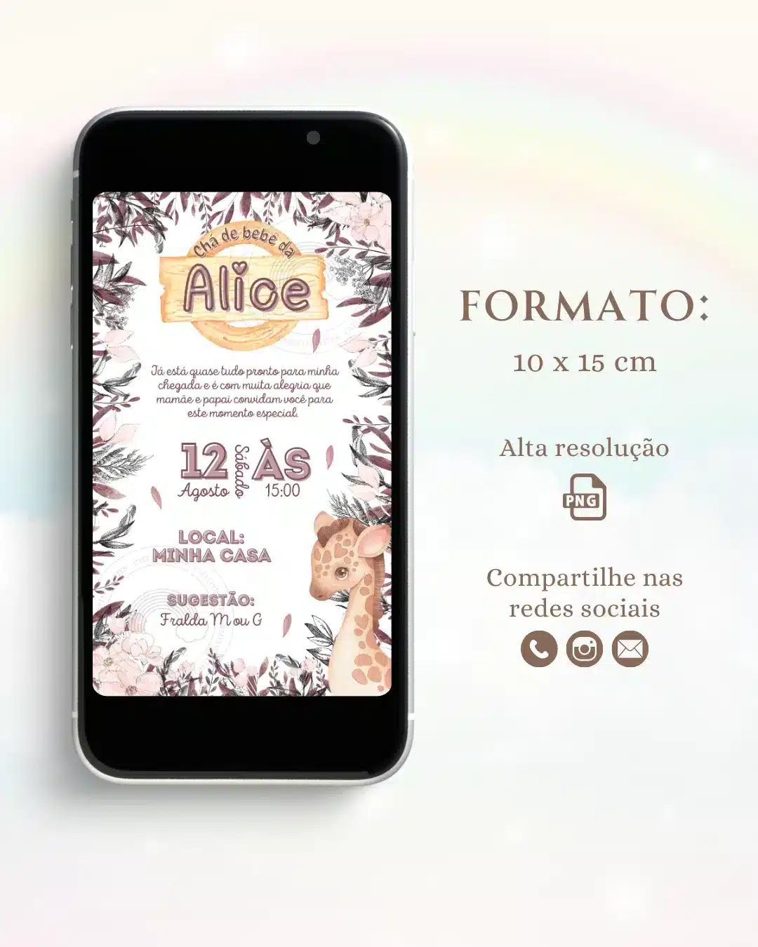 Convite Digital Chá de Bebê Boho 1