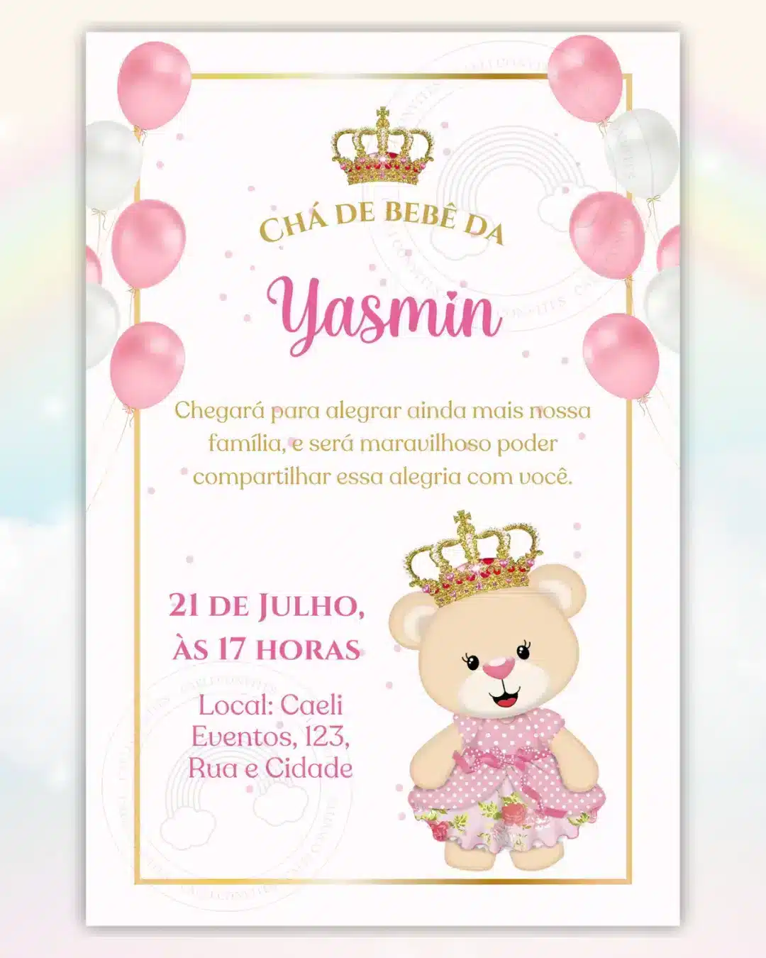 Convite Digital Chá de Bebê Rosa 7