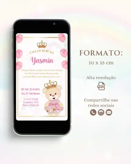 Convite Digital Chá de Bebê Rosa 7