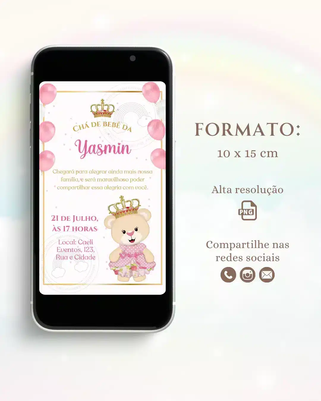 Convite Digital Chá de Bebê Rosa 7