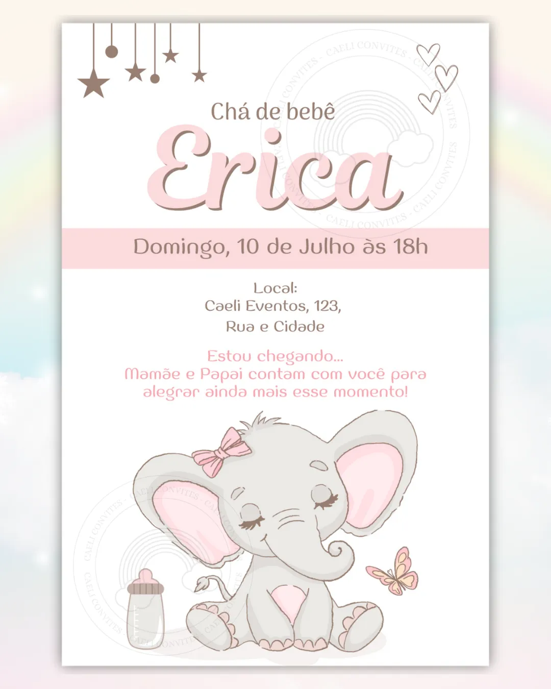 Convite Digital Chá de Bebê Rosa 9