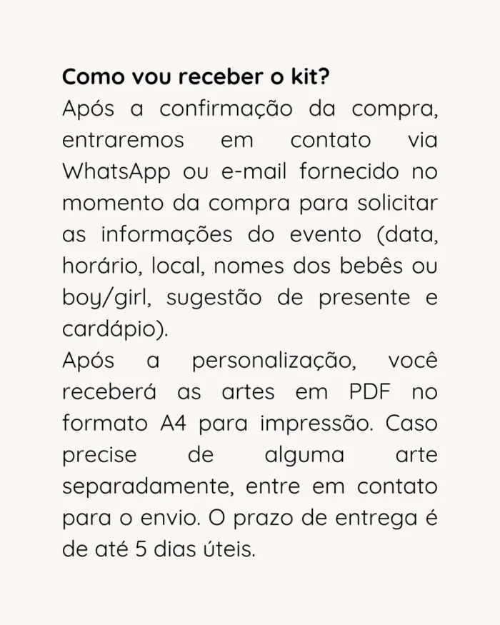 Kit Digital Festa Chá Revelação Neutro Bege