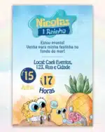 Convite Bob Esponja Menino 1