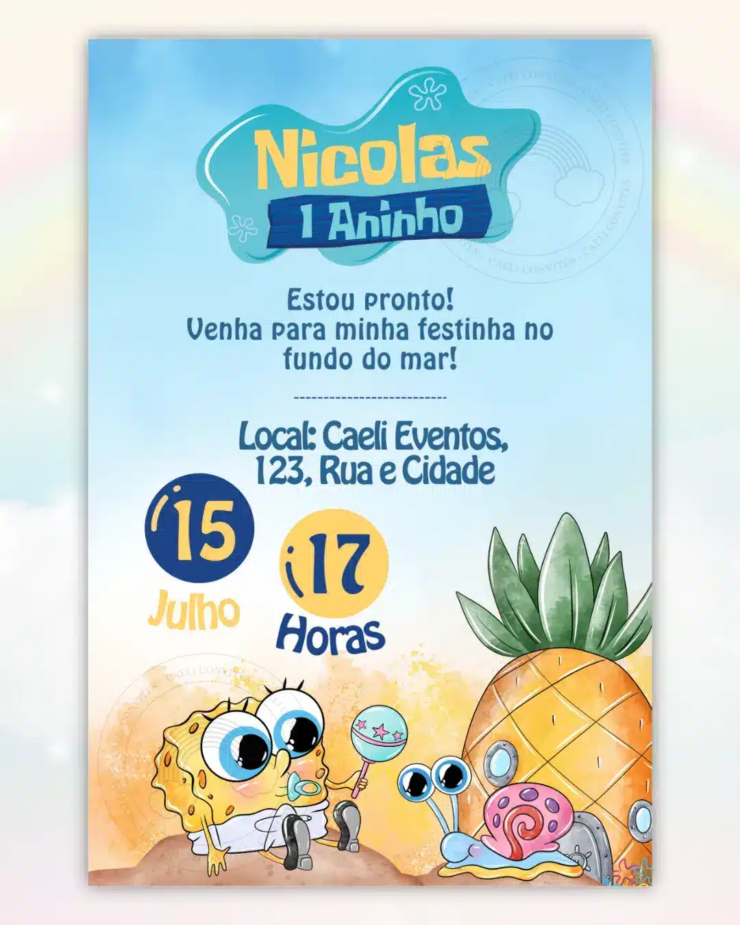 Convite Bob Esponja Menino 1
