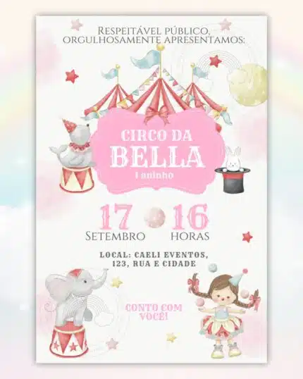Convite Circo Rosa 3