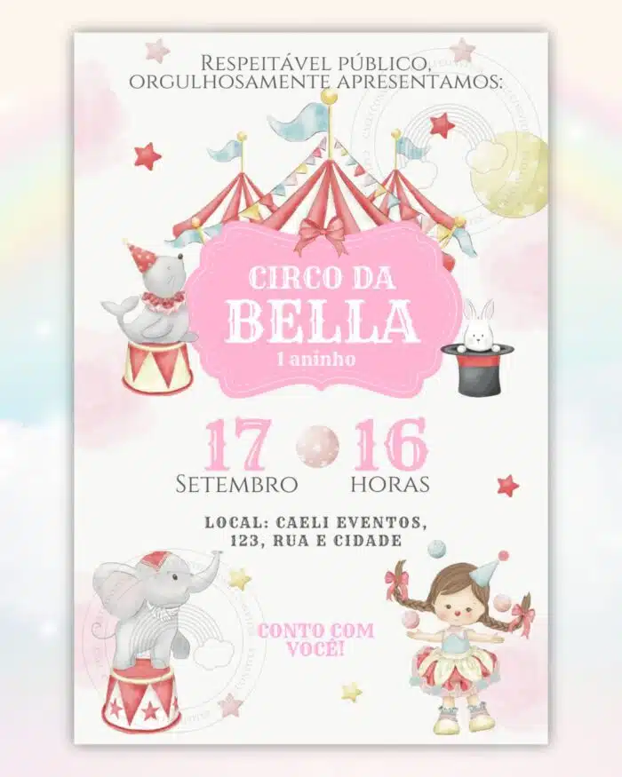 Convite Circo Rosa 3