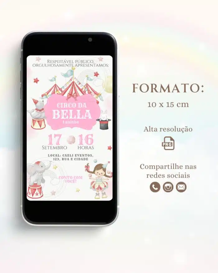 Convite Circo Rosa 3
