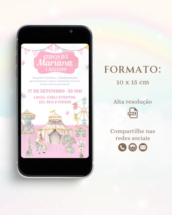Convite Circo Rosa 4