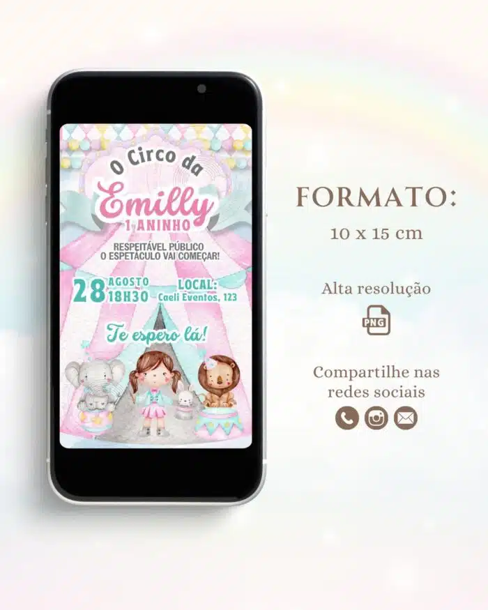 Convite Circo Rosa 6