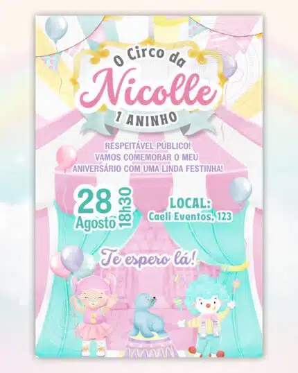 Convite Circo Rosa 7