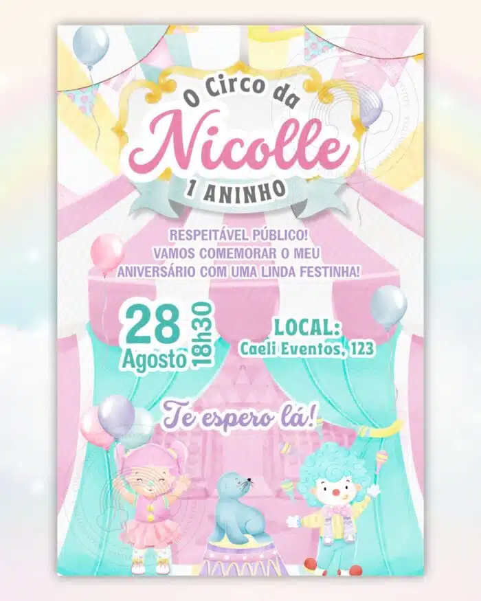 Convite Circo Rosa 7