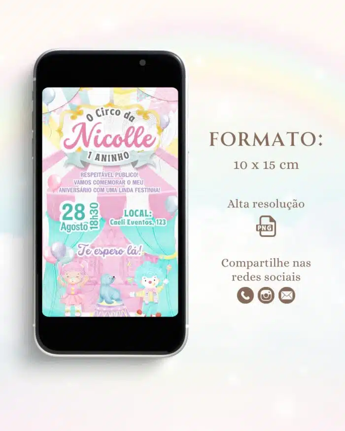 Convite Circo Rosa 7
