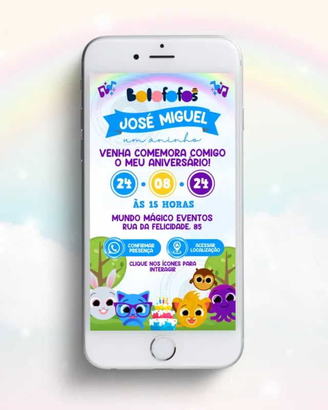 Convite Interativo Bolofofos Menino 2