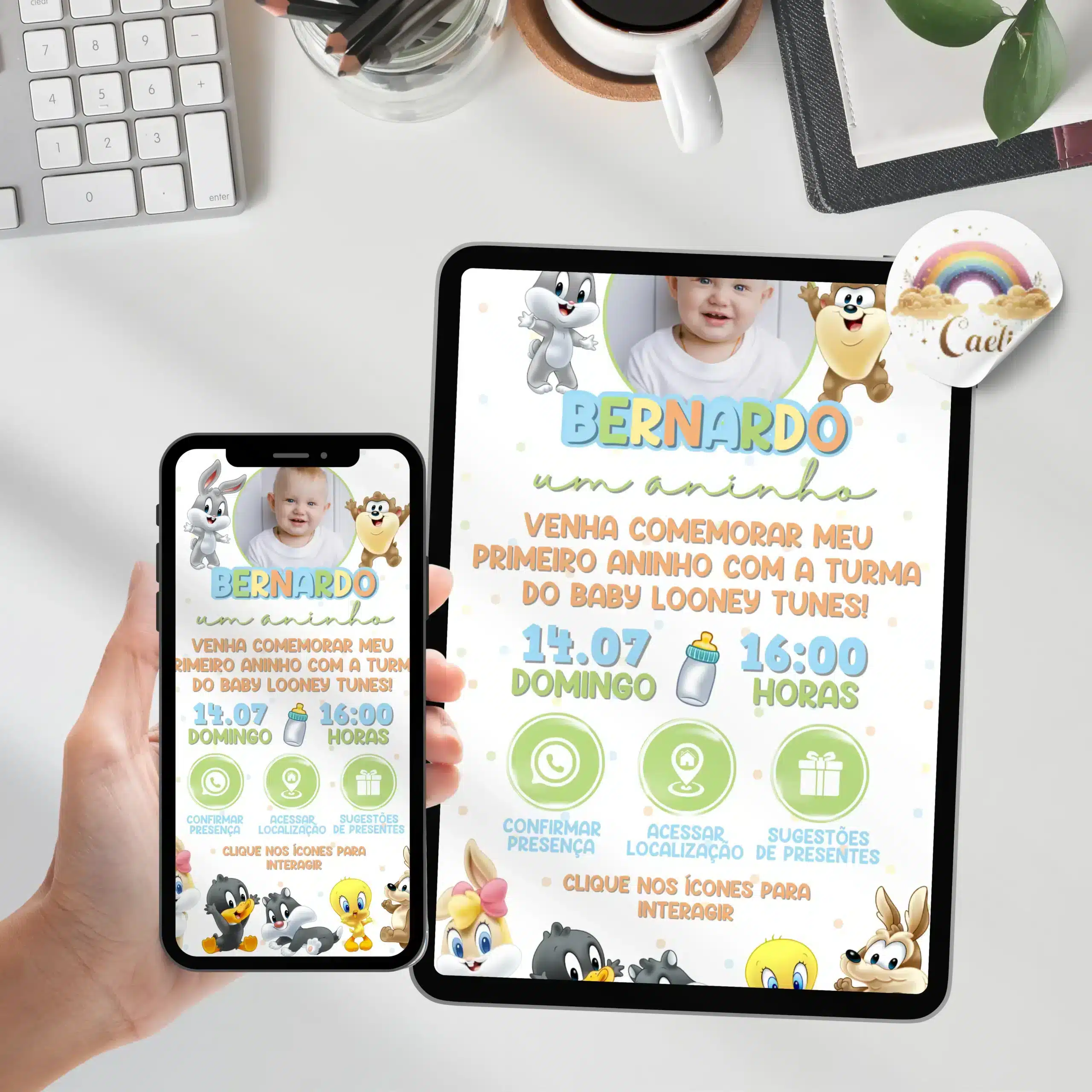 Convite Interativo Looney Tunes Baby Convite Interativo Looney Tunes Baby