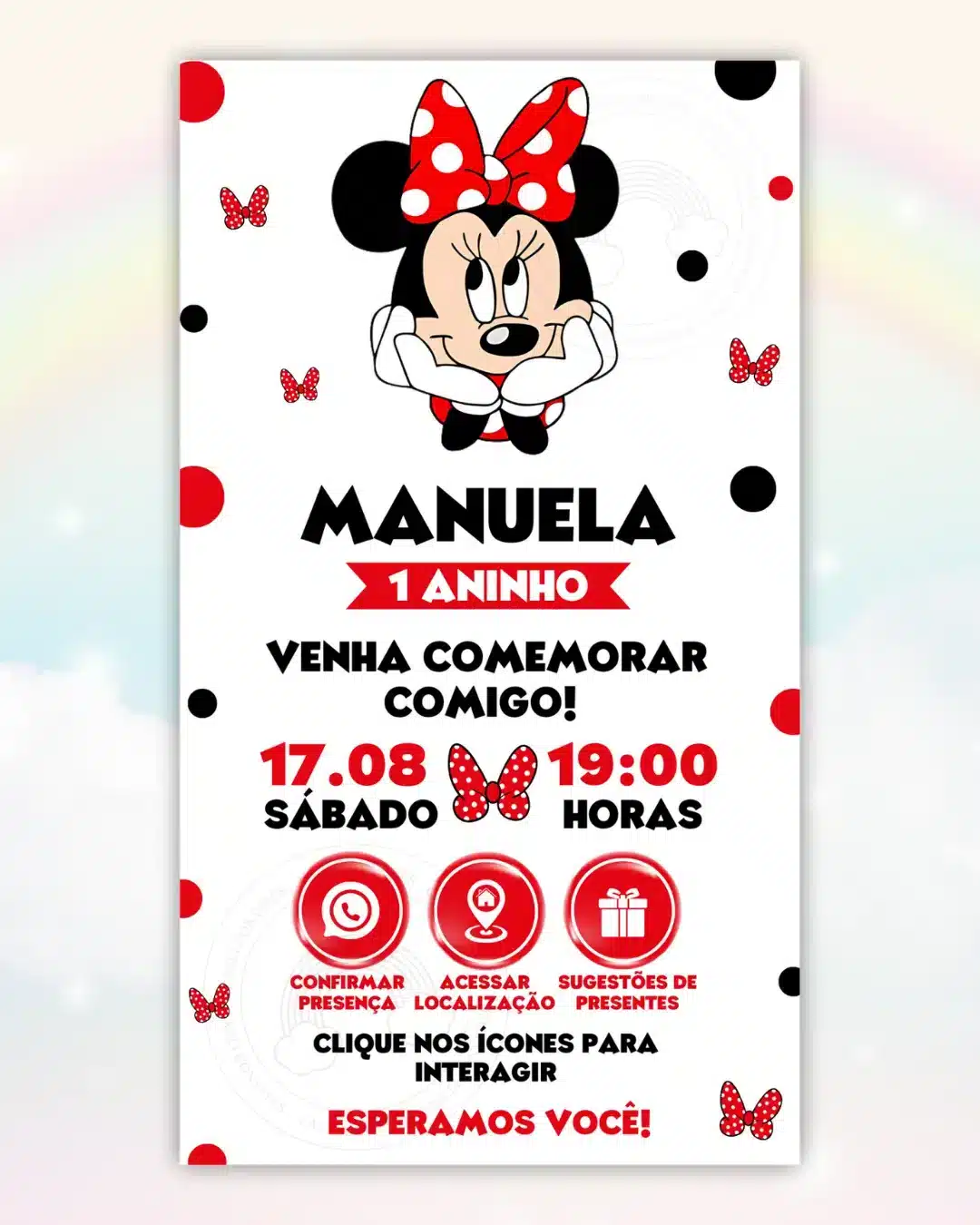 Convite Interativo Minnie Vermelha