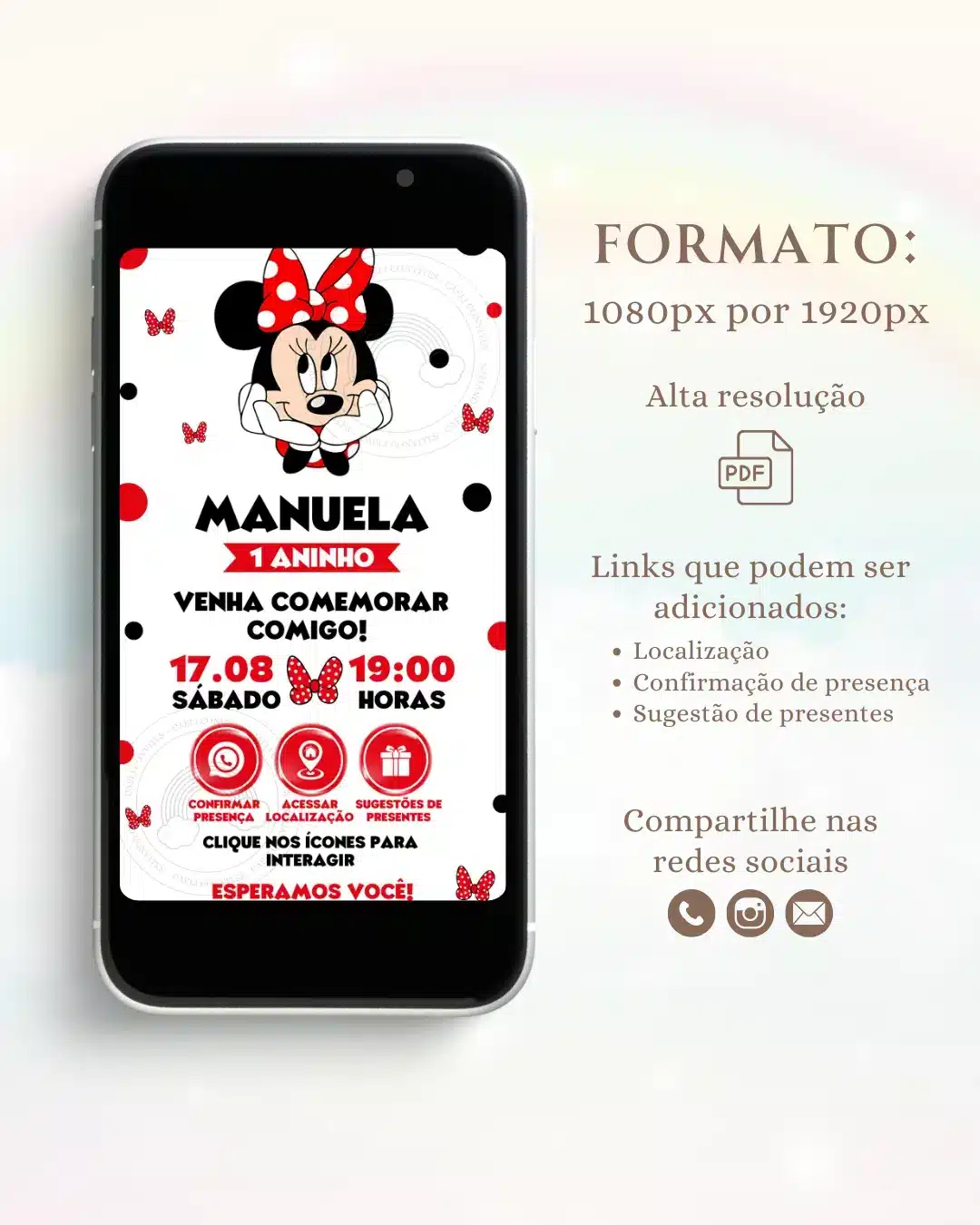 Convite Interativo Minnie Vermelha