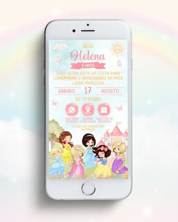Convite Interativo Princesas da Disney