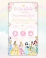 Convite Interativo Princesas da Disney Aquarela
