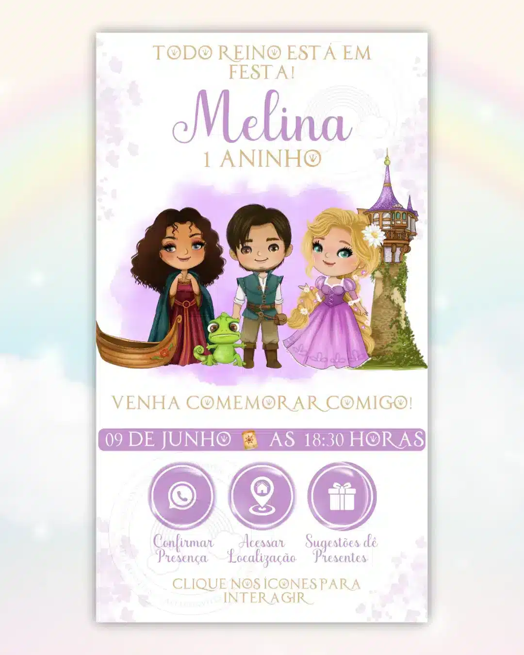 Convite Interativo Rapunzel